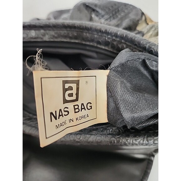 Vintage NAS Shoulder Bag Purse Black Metallic Silver Pewter 1980s Great Cond. - Picture 9 of 9